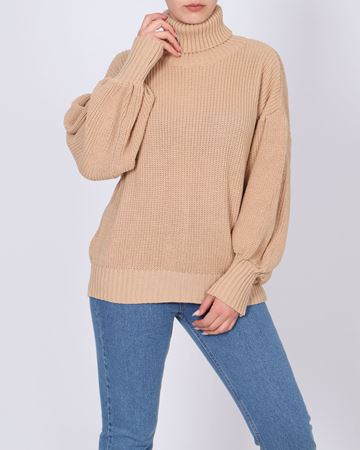 Bej Balon Kol Boğazlı Kazak KZK643