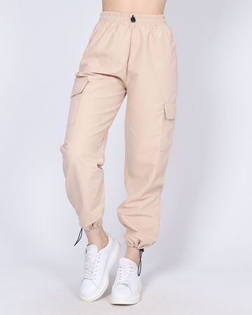 Krem Kargo Cepli Paraşüt Pantolon PNT852