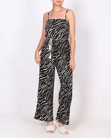 Siyah Desenli Askılı Tulum TLM533