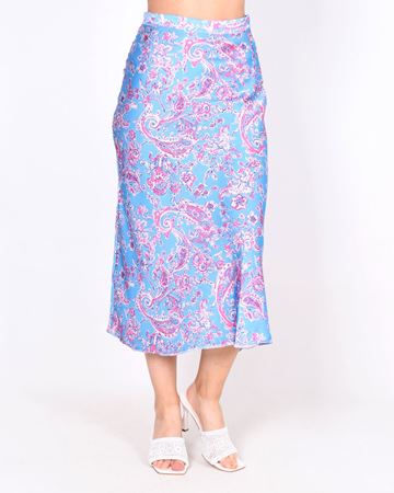 Mavi Desenli Saten Etek ETK210