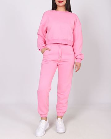 Pembe Üç İplik Şardonlu Eşofman Takımı TKM2715