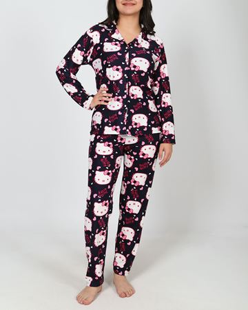 Lacivert Süet Düğmeli Pijama Takımı PJM2109