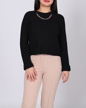 Siyah Zincir Detay Kazak KZK650