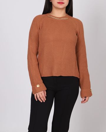 Kahverengi Zincir Detay Kazak KZK651