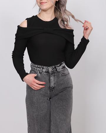 Siyah Fiyonk Detaylı Bluz BLZ496