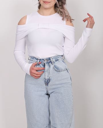 Beyaz Fiyonk Detaylı Bluz BLZ497