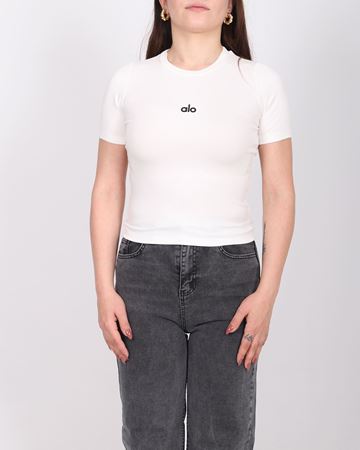 Alo Nakışlı Beyaz Fitilli Crop TSH410