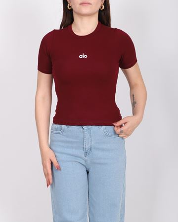 Alo Nakışlı Bordo Fitilli Crop TSH410