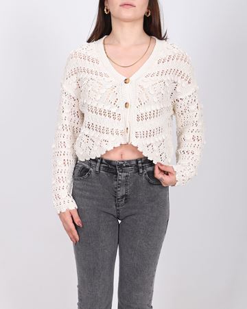 Ponponlu Ajurlu Bej Hırka HRK560