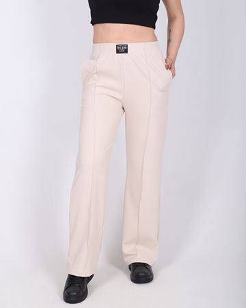 Bej Beli Lastikli Çimalı Pantolon PNT926