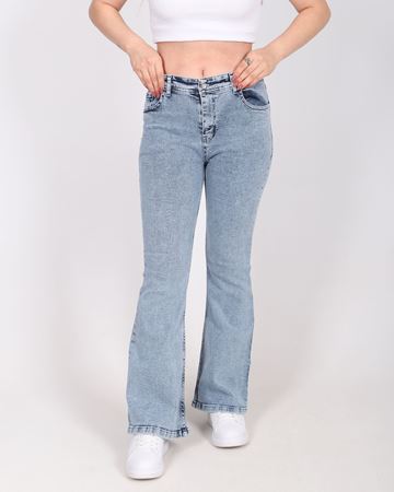 Eskitme Mavi İspanyol Paça Likralı PNT928