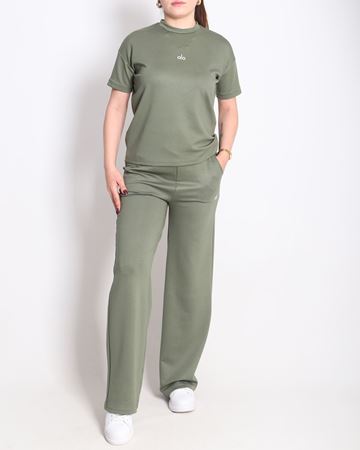 Alo Yazılı Oysho Kumaş Haki Takım TKM2740