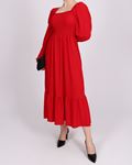 Gipeli Uzun Kol Kırmızı Elbise  ELB731