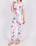 Düğmeli Kalp Desenli Pijama Takımı PJM1535