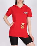Kırmızı Kapşonlu Ayıcık Tasarımlı T-shirt TSH295