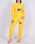 Sarı Peluş Nakışlı Pijama Takımı PJM1621
