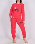 Pembe Peluş Nakışlı Pijama Takımı PJM1622