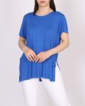 Saks Mavisi Yandan Yırtmaçlı T-shirt TSH331