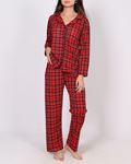 Kırmızı Gömlek Yaka Pijama Takımı PJM1772