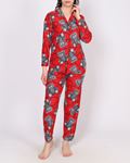 Kırmızı Desenli Süet Pijama Takımı PJM1887