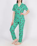 Yeşil Düğmeli Kısa Kol Pijama Takımı PJM1889
