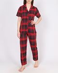 Kırmızı Düğmeli Kısa Kol Pijama Takımı PJM1918